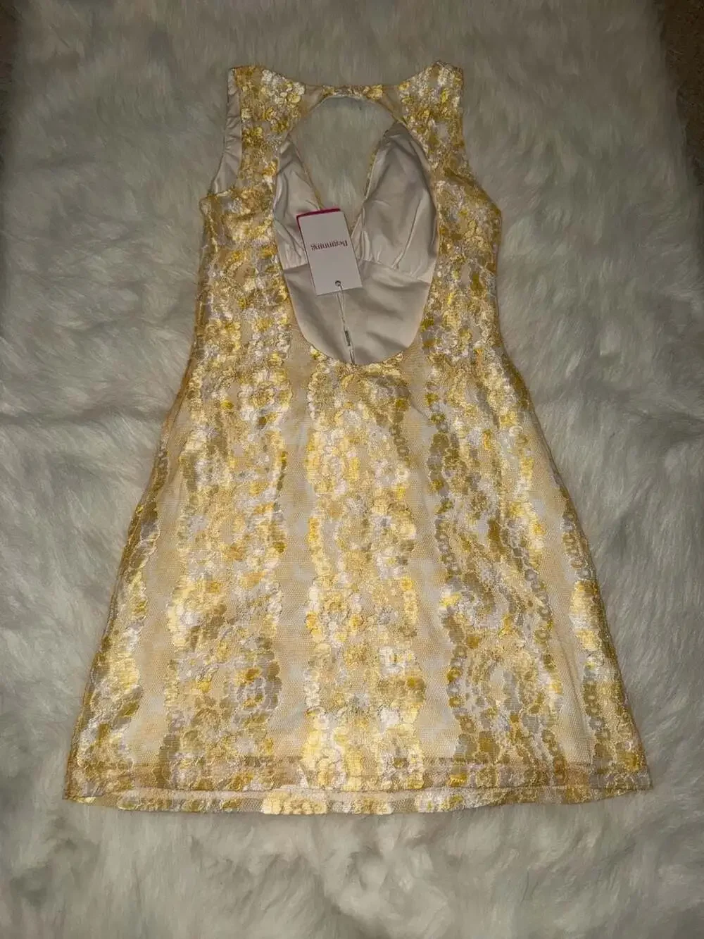 Beginning Boutique Yellow and White Lace Mini Dress Size US 4 - Picture 2 of 3